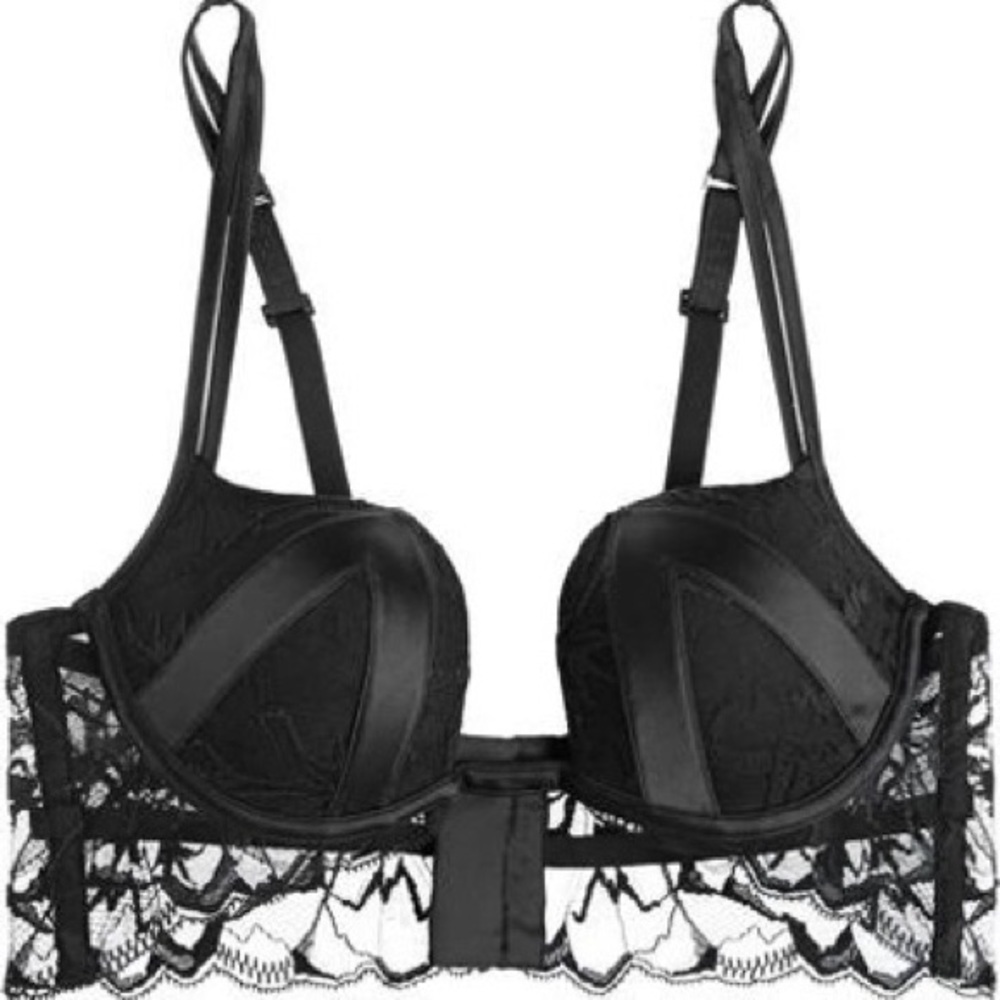 La Perla Black Wisteria Triangle Bra 34B + Wisteria Panty Small Matching Set